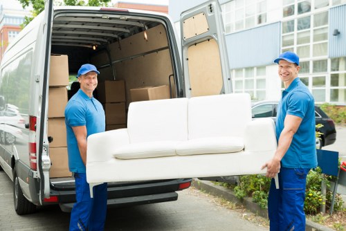 Moving van and packed boxes for local removals in Blackheath