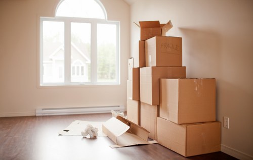 Household and business items arranged for a storage estimate