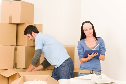 Boxes and belongings placed in a secure storage unit